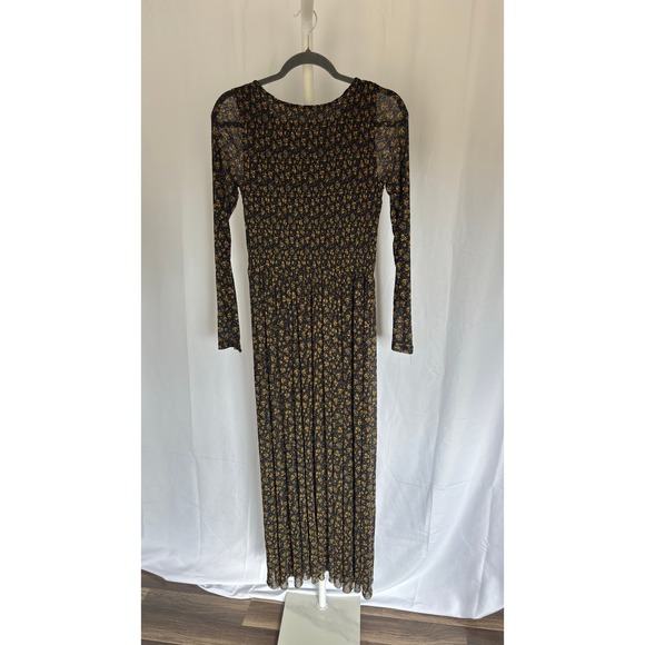 $128‎ Free People Black Hello & Goodbye Mesh Long Sleeve Maxi Dress Size Small - Picture 9 of 9